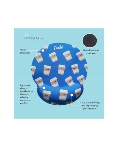 Alfombrilla de raton funful de gel ergonomica cafe 250x230 mm Alfombrilla de raton funful de gel ergonomica cafe 250x230 mm