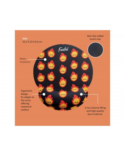 Alfombrilla de raton funful de gel ergonomica fuegote 250x230 mm Alfombrilla de raton funful de gel ergonomica fuegote 250x230 mm