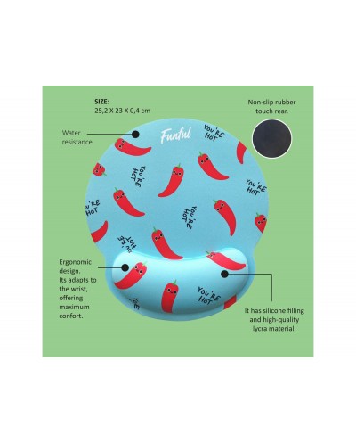 Alfombrilla de raton funful de gel ergonomica chili 250x230 mm Alfombrilla de raton funful de gel ergonomica chili 250x230 mm