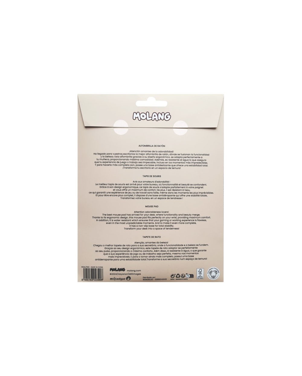 Alfombrilla de raton molang de gel ergonomica green addict 250x230 mm