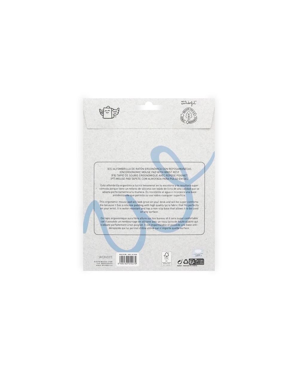 Alfombrilla de raton mr wonderful de gel ergonomica setas 250x230 mm