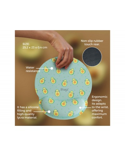 Alfombrilla de raton mr wonderful de gel ergonomica aguacates 250x230 mm