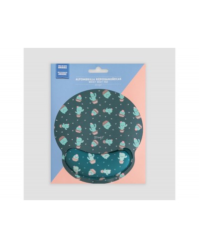 Alfombrilla de raton mr wonderful de gel ergonomica cactus 250x230 mm