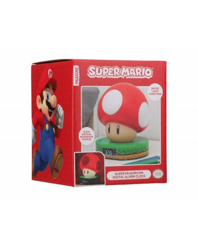 Despertador super mario con luz de noche mushroom