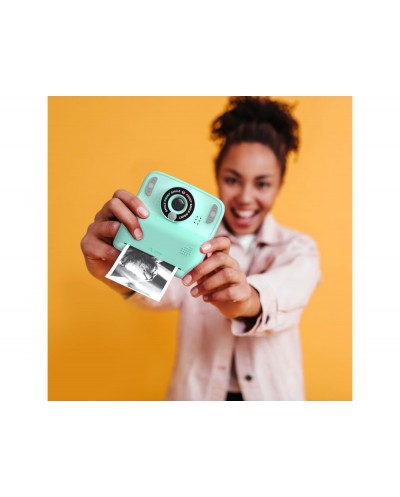 Camara mob con impresion instantanea turquesa