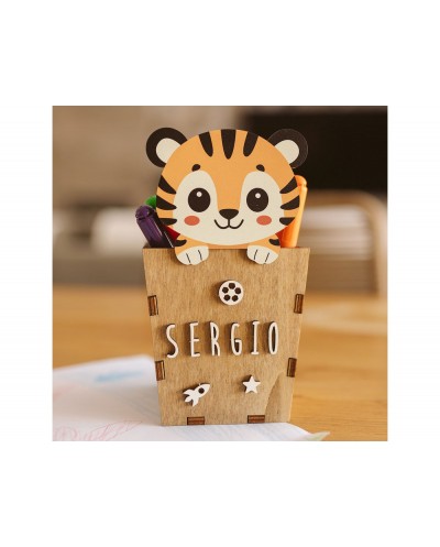 Cubilete portalapices vintiun personalizable tiger