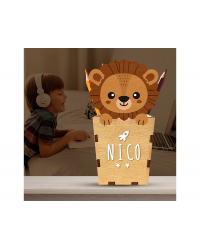 Cubilete portalapices vintiun personalizable lion