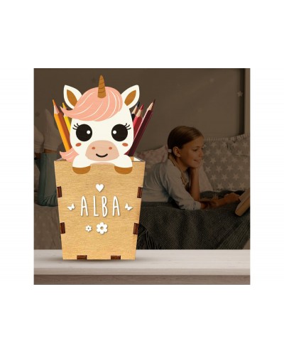 Cubilete portalapices vintiun personalizable unicorn