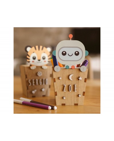 Cubilete portalapices vintiun personalizable robot