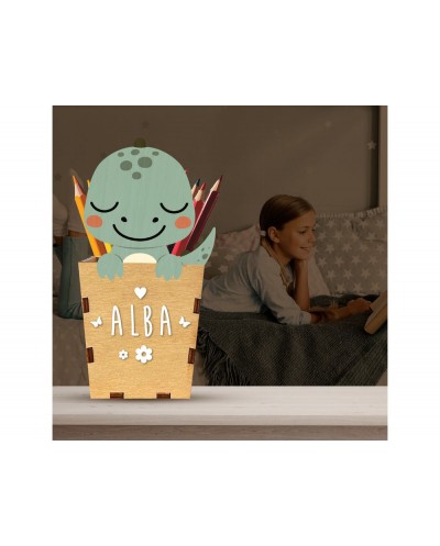 Cubilete portalapices vintiun personalizable dino