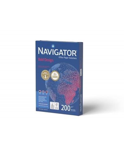 Papel fotocopiadora navigator bold design din a4 200 gr papel multiuso ink jet y laser paquete de 150 hojas