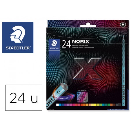 Lapices de colores staedtler norix con forma inteligente estuche de 24 unidades colores surtidos