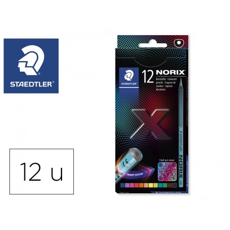 Lapices de colores staedtler norix con forma inteligente estuche de 12 unidades colores surtidos
