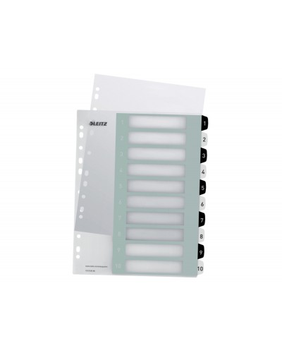 Separador leitz wow numerico 1 10 imprimible polipropileno blanco negro din a4 multitaladro
