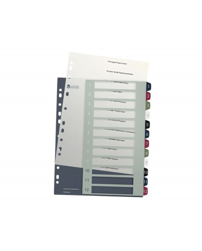 Separador leitz style juego de 12 separadores imprimible polipropileno din a4 multitaladro