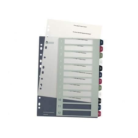 Separador leitz style juego de 12 separadores imprimible polipropileno din a4 multitaladro