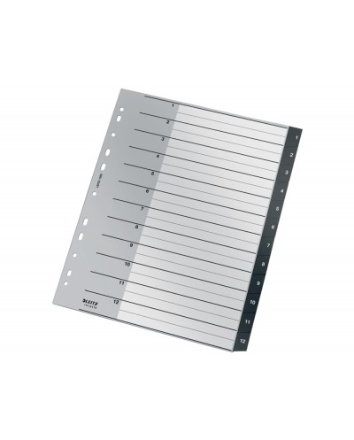Separador leitz recycle numerico 1 12 polipropileno reciclado din a4 multitaladro color negro