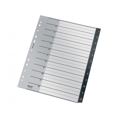 Separador leitz recycle numerico 1 12 polipropileno reciclado din a4 multitaladro color negro
