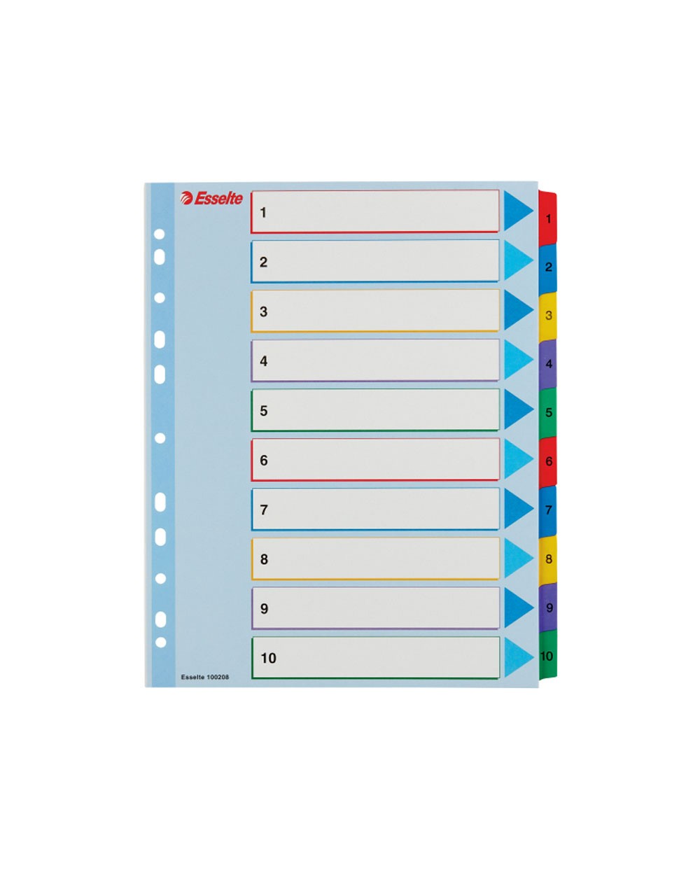 Separador esselte numerico 1 10 borra y re escribe cartulina din a4 multitaladro