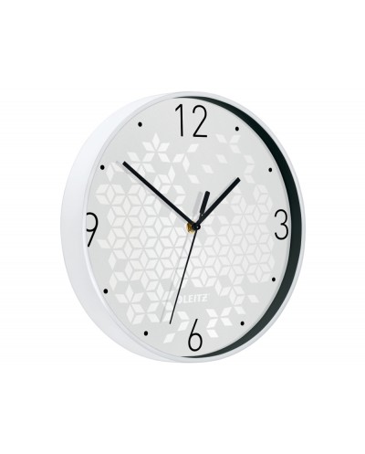 Reloj leitz wow de pared silencioso cristal con marco blanco negro 29 cm diametro