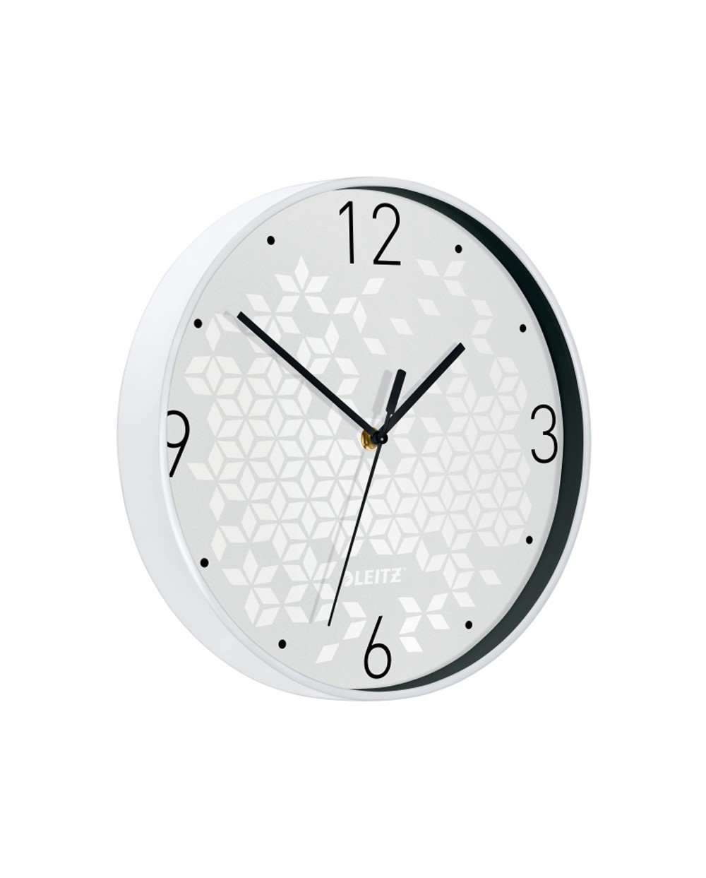 Reloj leitz wow de pared silencioso cristal con marco blanco negro 29 cm diametro