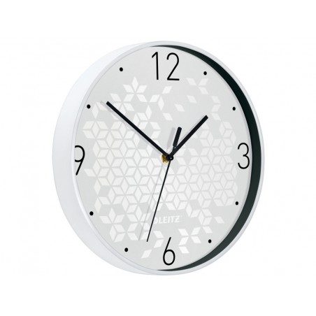 Reloj leitz wow de pared silencioso cristal con marco blanco negro 29 cm diametro