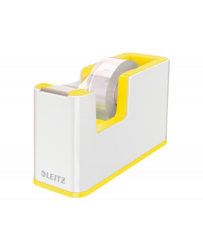 Portarrollo sobremesa leitz wow dual para cintas 33 mt color amarillo blanco