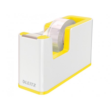 Portarrollo sobremesa leitz wow dual para cintas 33 mt color amarillo blanco