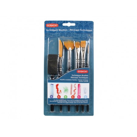 Pinceles tecnicos derwent set de 6 unidades surtidos
