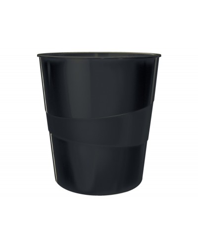 Papelera plastico leitz wow color negro 15 litros