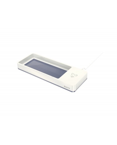Organizador de sobremesa leitz wow dual con carga inductiva qi color blanco gris 266x28x101 mm