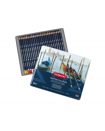 Lapices de colores derwent watercolour caja metalica 24 unidades colores surtidos