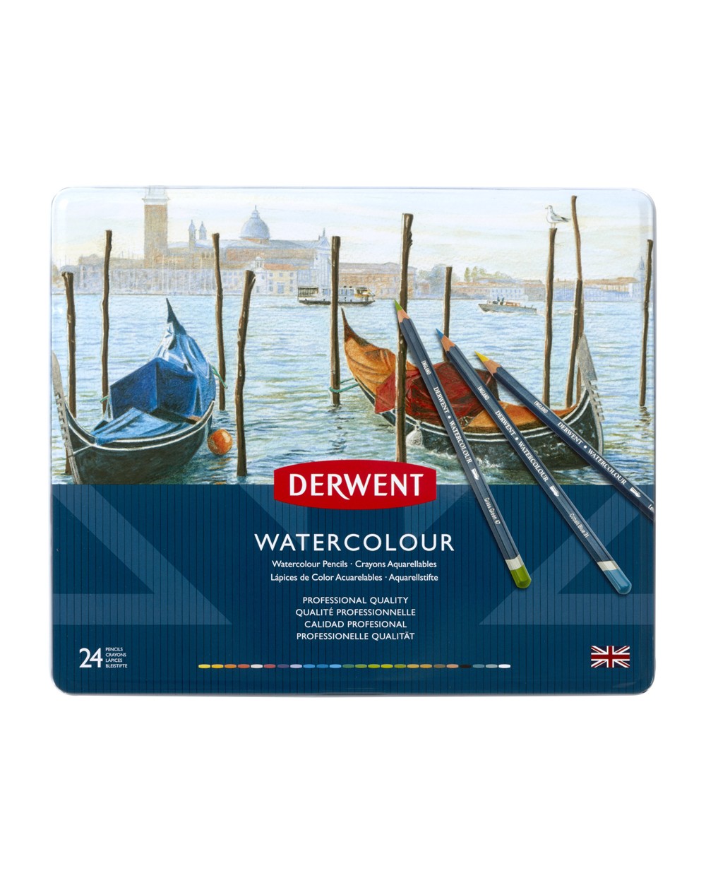 Lapices de colores derwent watercolour caja metalica 24 unidades colores surtidos