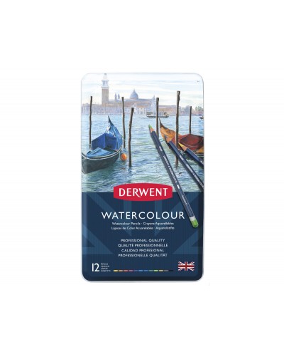 Lapices de colores derwent watercolour caja metalica 12 unidades colores surtidos