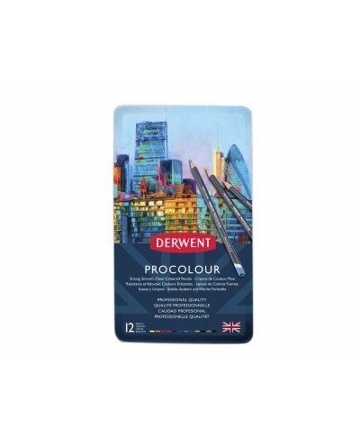Lapices de colores derwent procolour caja metalica 12 unidades colores surtidos