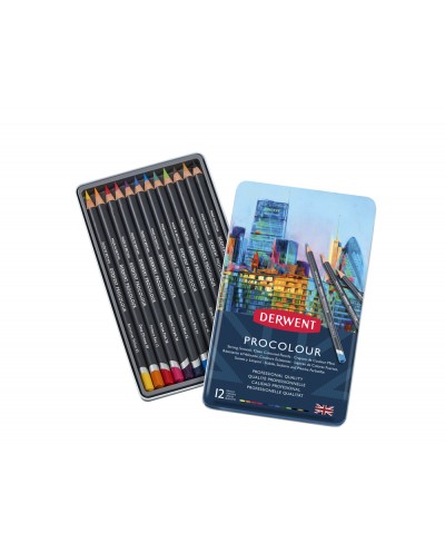 Lapices de colores derwent procolour caja metalica 12 unidades colores surtidos