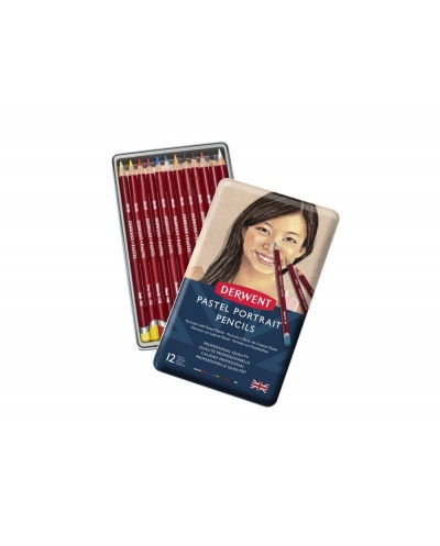 Lapices de colores derwent pastel para retratos caja metalica 12 unidades colores surtidos