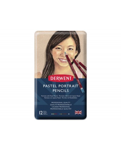 Lapices de colores derwent pastel para retratos caja metalica 12 unidades colores surtidos