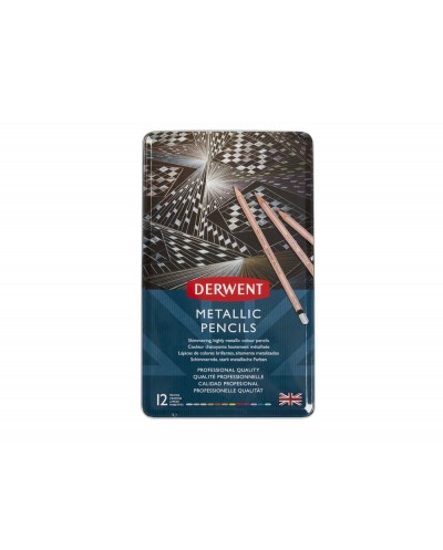 Lapices de colores derwent metallic caja metalica 12 unidades colores surtidos