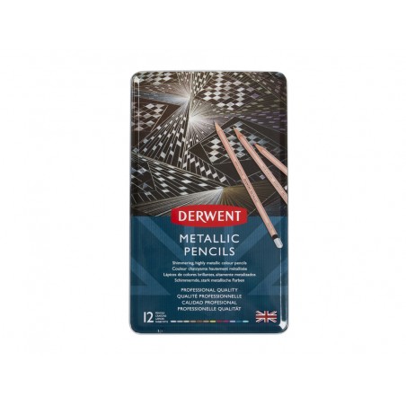Lapices de colores derwent metallic caja metalica 12 unidades colores surtidos