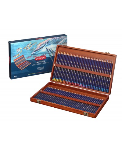 Lapices de colores derwent inktense caja de madera 72 unidades colores surtidos