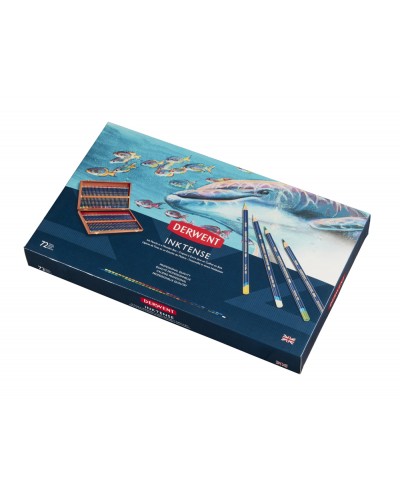 Lapices de colores derwent inktense caja de madera 72 unidades colores surtidos