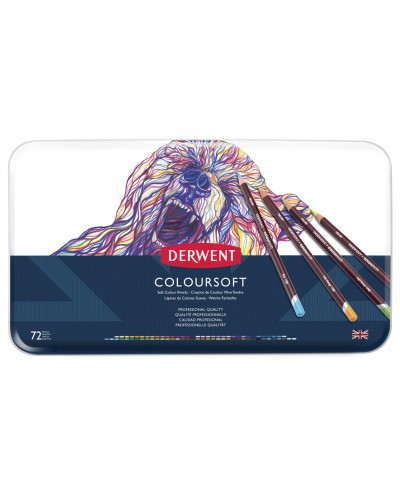 Lapices de colores derwent coloursoft caja metalica de 72 unidades colores surtidos