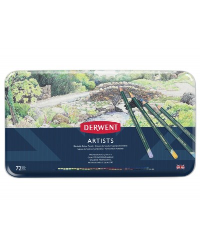 Lapices de colores derwent artists caja metalica de 72 unidades colores surtidos