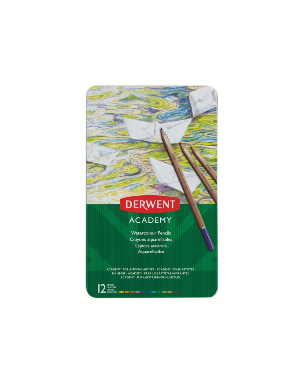 Lapices de colores acuarelable derwent caja metalica 12 unidades colores surtidos