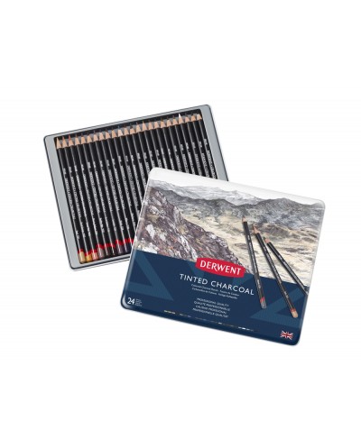 Lapices carboncillo color derwent caja metalica 24 unidades colores surtidos