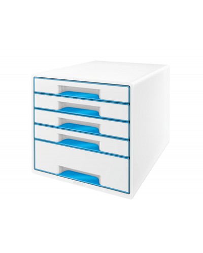 Fichero cajones sobremesa leitz wow desk cube 5 cajones color azul blanco 287x270x363 mm