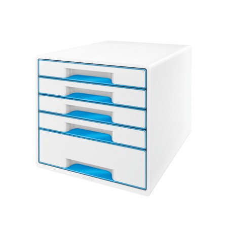 Fichero cajones sobremesa leitz wow desk cube 5 cajones color azul blanco 287x270x363 mm
