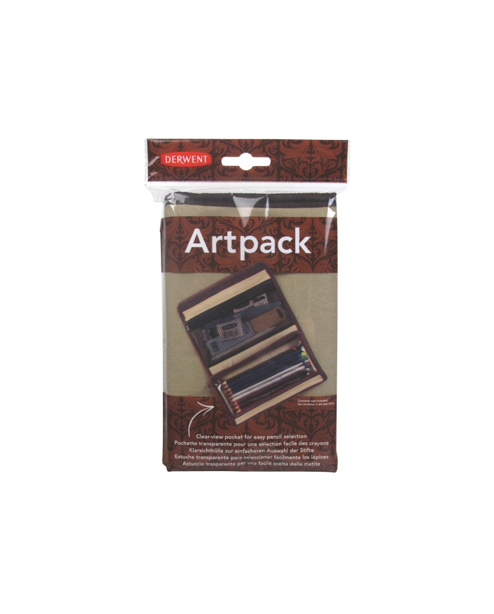 Estuche artpack funda derwent para 20 lapices dos compartimentos y bolsillo de malla 130x200x25 mm