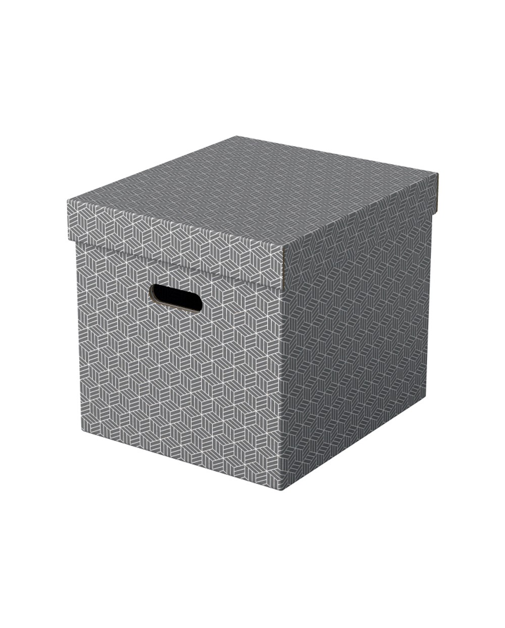 Caja de almacenamiento esselte carton con asas color gris 365x320x315 mm pack de 3 unidades